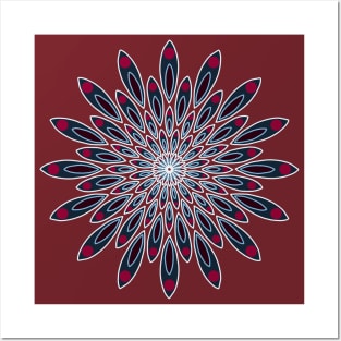 Red, White and Blue Peacock Mandala Posters and Art